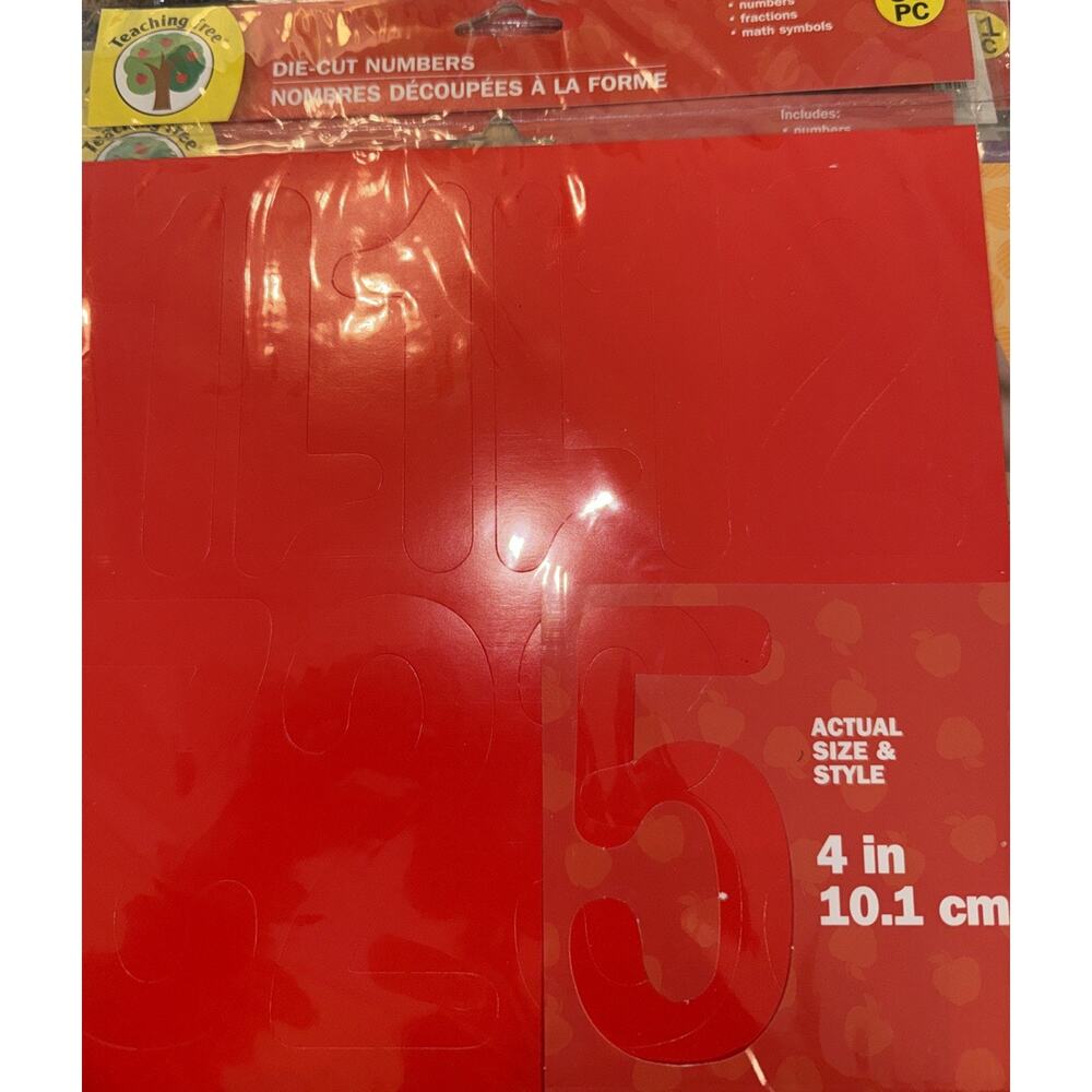 NWT Teaching Tree Bulletin Board Die-Cut Numbers 61 Characters, 4" 10.1 Cm Red